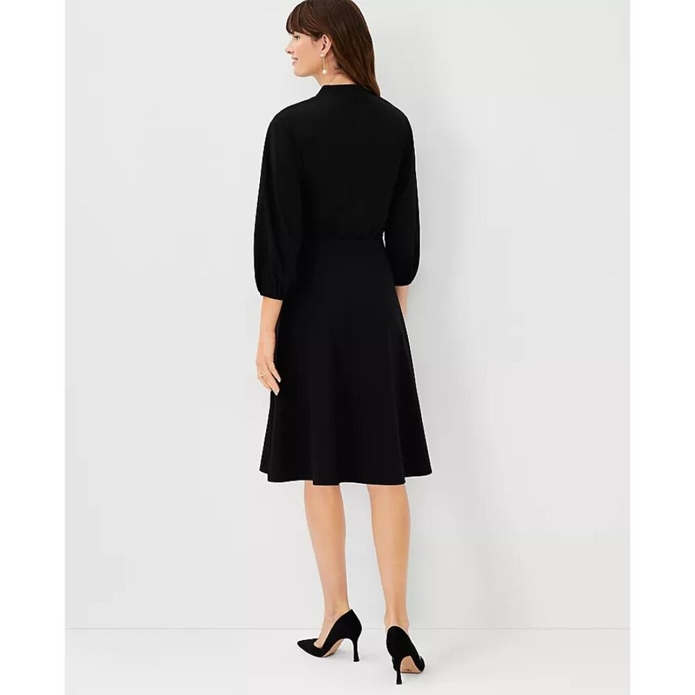 Vintage 90s Ann Taylor Black 3/4 Sleeve V-Neck Wrap Office Siren Corpcore Dress - Picture 5 of 10